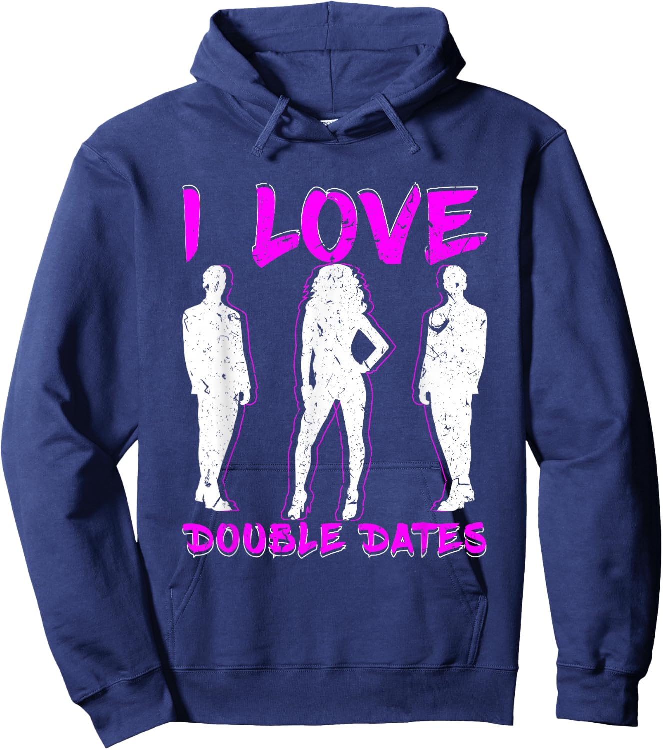 I Love Double Dates Threesome Swinger Hotwife Poly Hoodie - Hoodie | Navy
