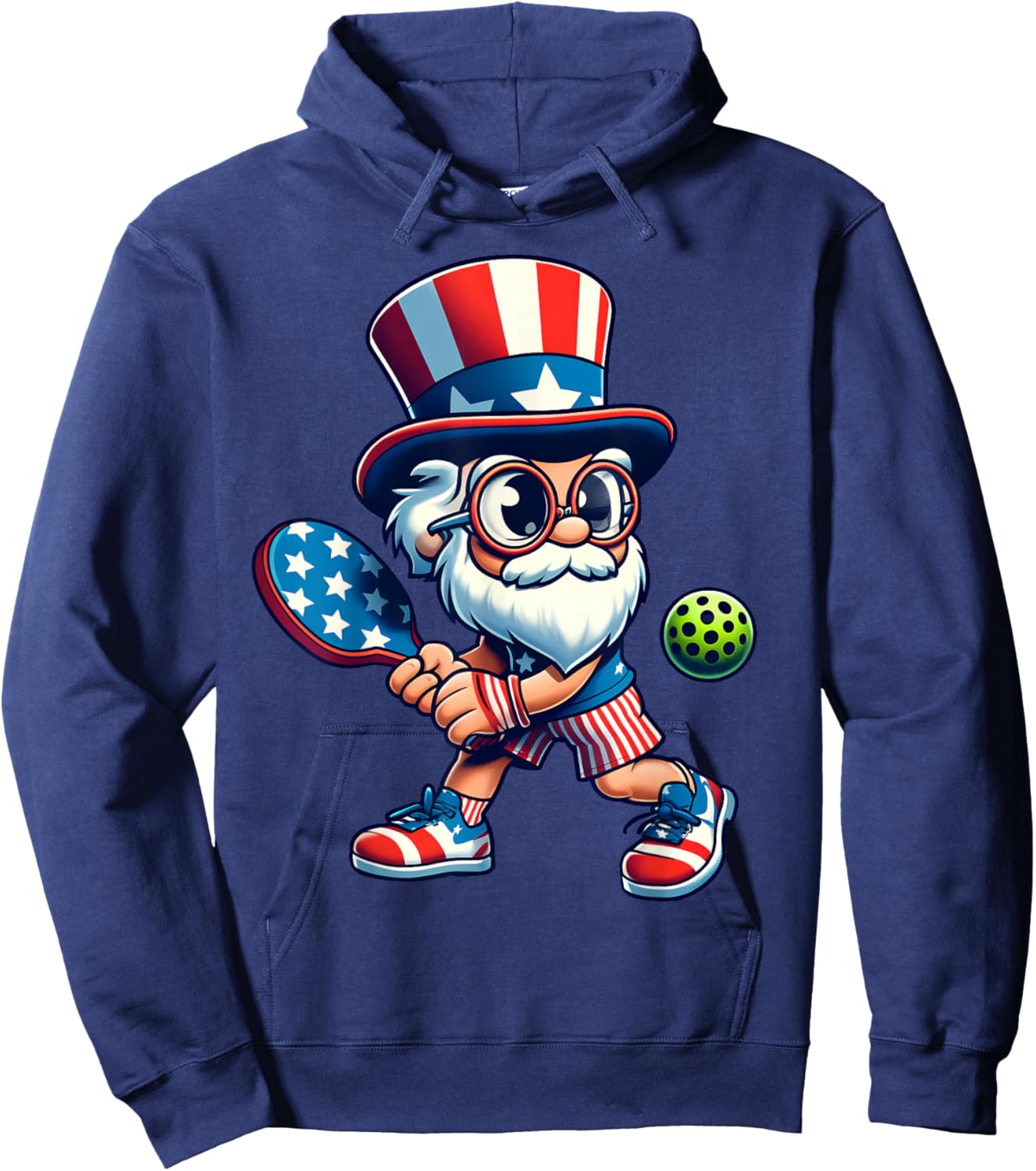 Pickleball 4th Of July Uncle Sam Independence Day USA Women Kids Men Hoodie - Hoodie | Navy