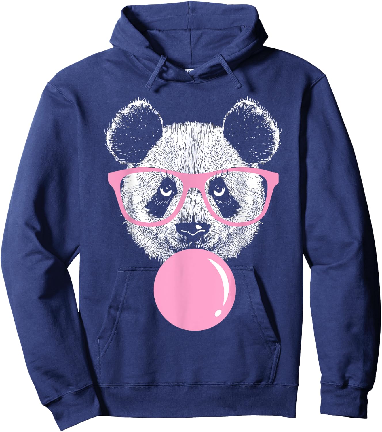 Cool Panda Face Eating Gum And Makes A Bubble Cute Panda Hoodie - Hoodie | Navy