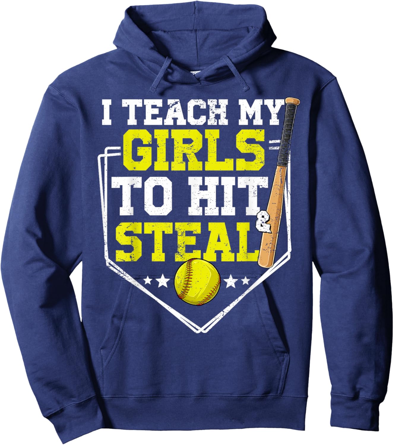 I Teach My Girl To Hit And Steal Softball Mom Dad Parent Hoodie - Hoodie | Navy