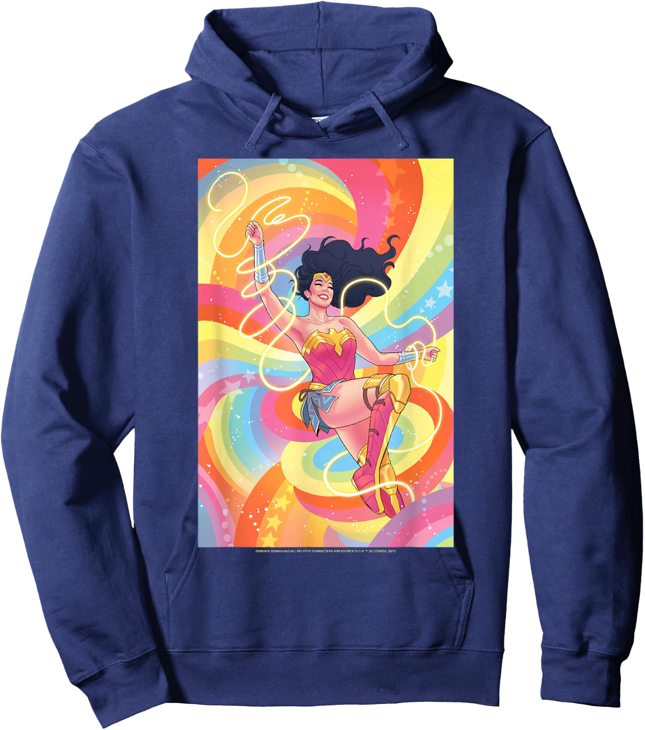 DC Comics Pride Wonder Woman Rainbow Retro Hoodie - Hoodie | Navy