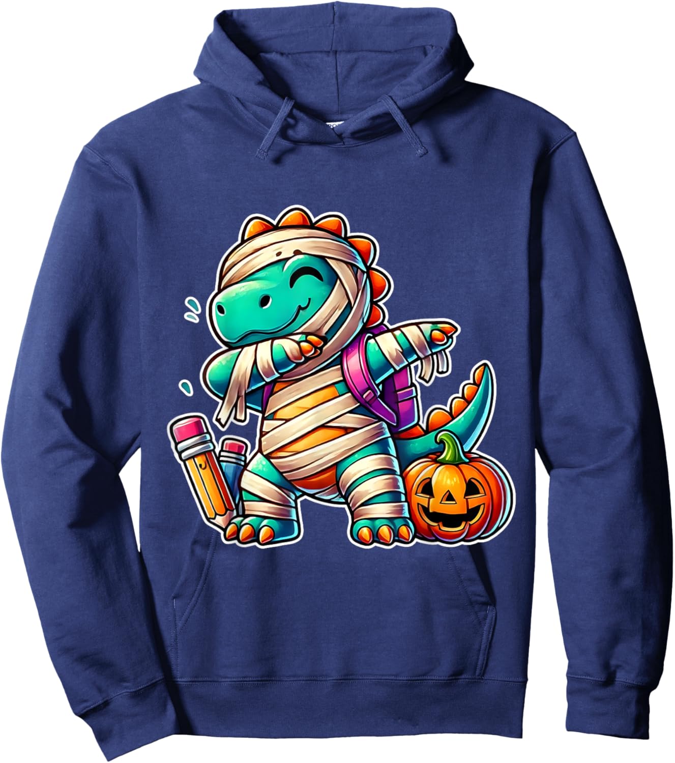 Funny Dab Mummy Dabbing Costumes Spooky Halloween Dinosaur Hoodie - Hoodie | Navy