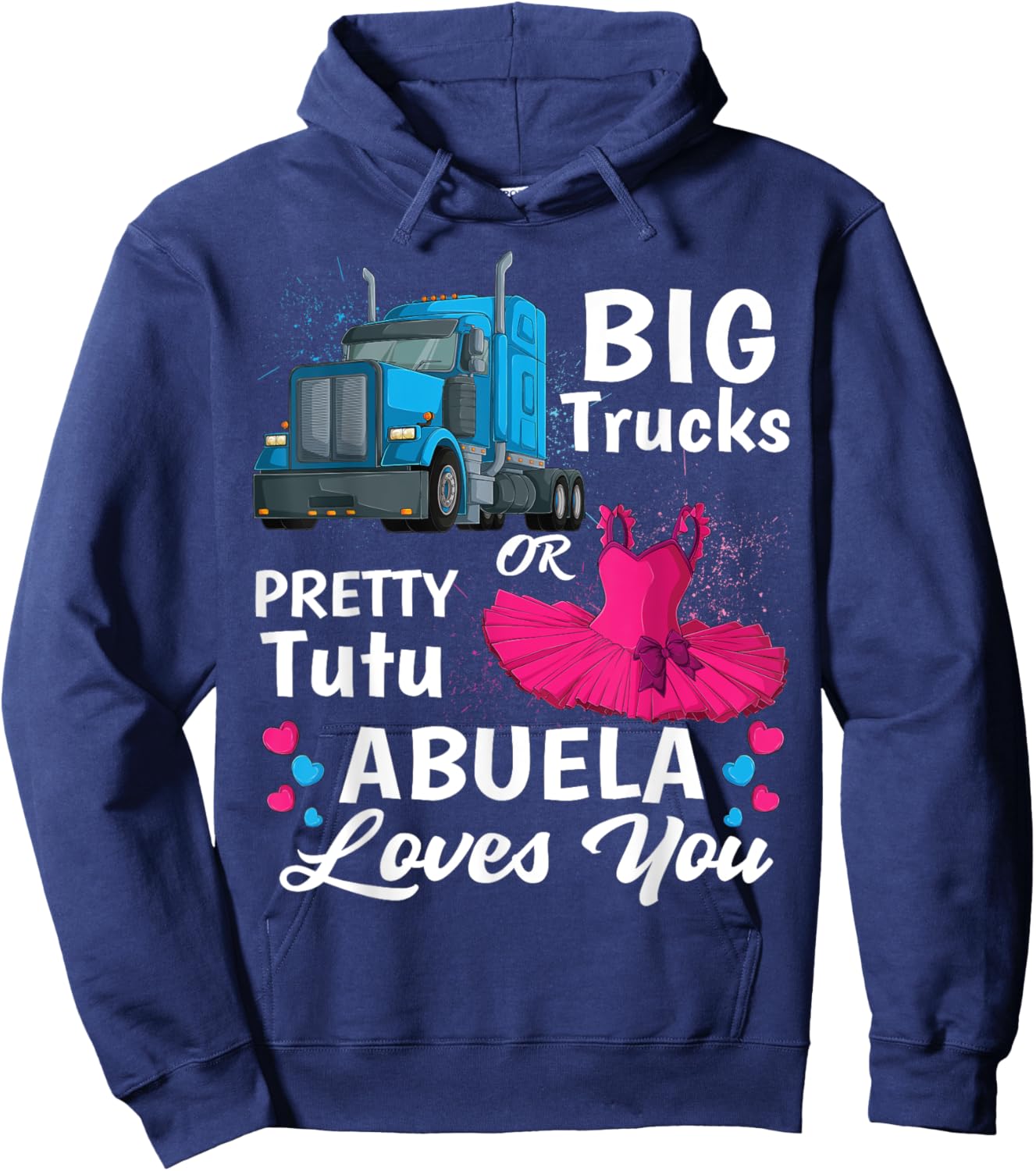 gender reveal trucks or pretty tutu family matching Abuela Hoodie - Hoodie | Navy