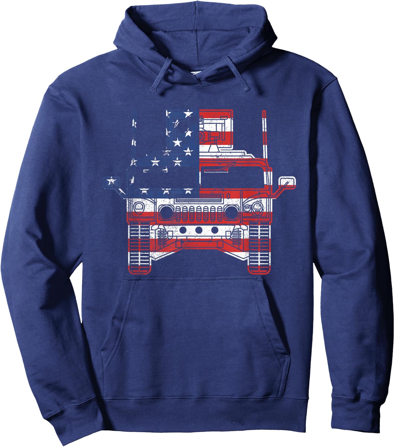 Humvee American Flag Military Vehicle HMMWV Front Humvee Men Hoodie - Hoodie | Navy