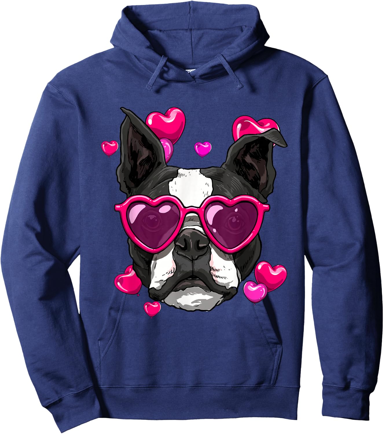 Boston Terrier Valentines Day Shirt Heart Dog Lover Hoodie - Hoodie | Navy