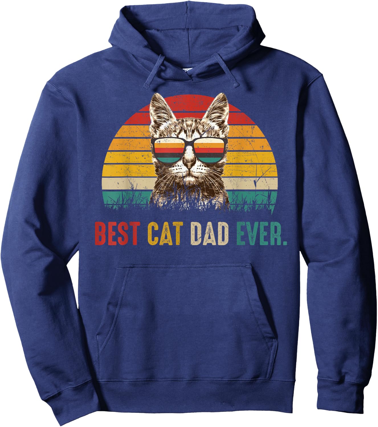 Best Cat Dad Ever Funny Fathers Day Vintage Cat Daddy Hoodie - Hoodie | Navy