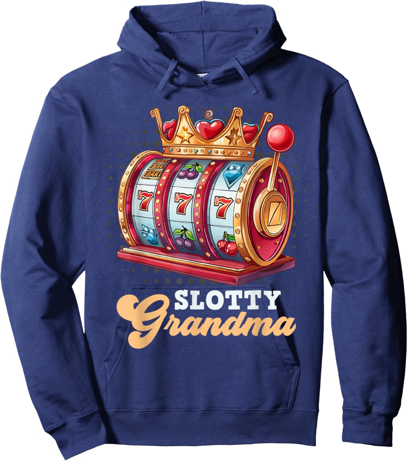 Slot Machine Casino Granny SLOTTY GRANDMA Jackpots Hoodie - Hoodie | Navy