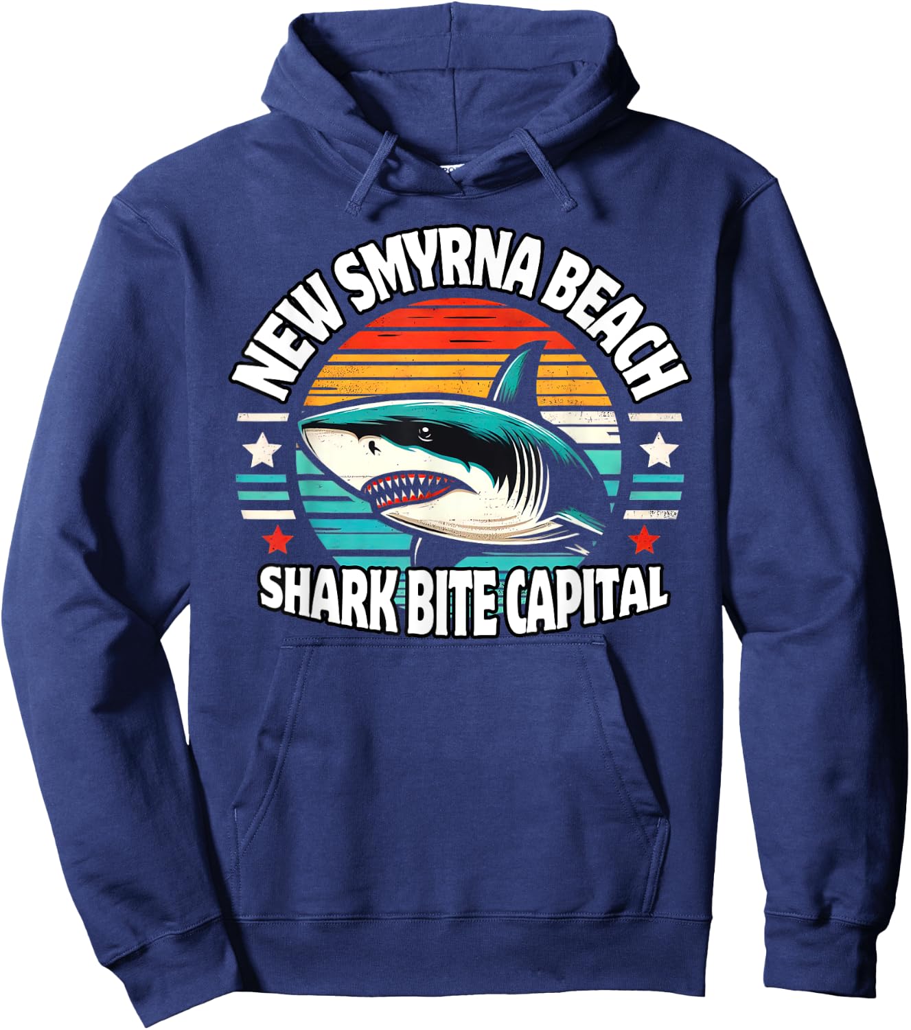 New Smyrna Beach: Shark Bite Capital Of The World Graphic Men Women Kids Hoodie - Hoodie | Navy
