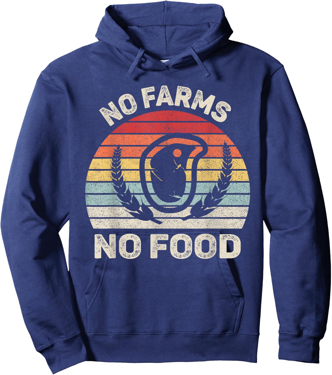 Vintage Retro No Farms No Food Shirt Farmer Local Activist Hoodie - Hoodie | Navy