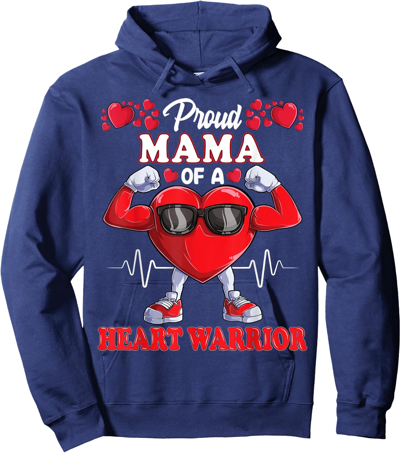Proud Mama of a Heart Warrior CHD Awareness Hoodie - Hoodie | Navy