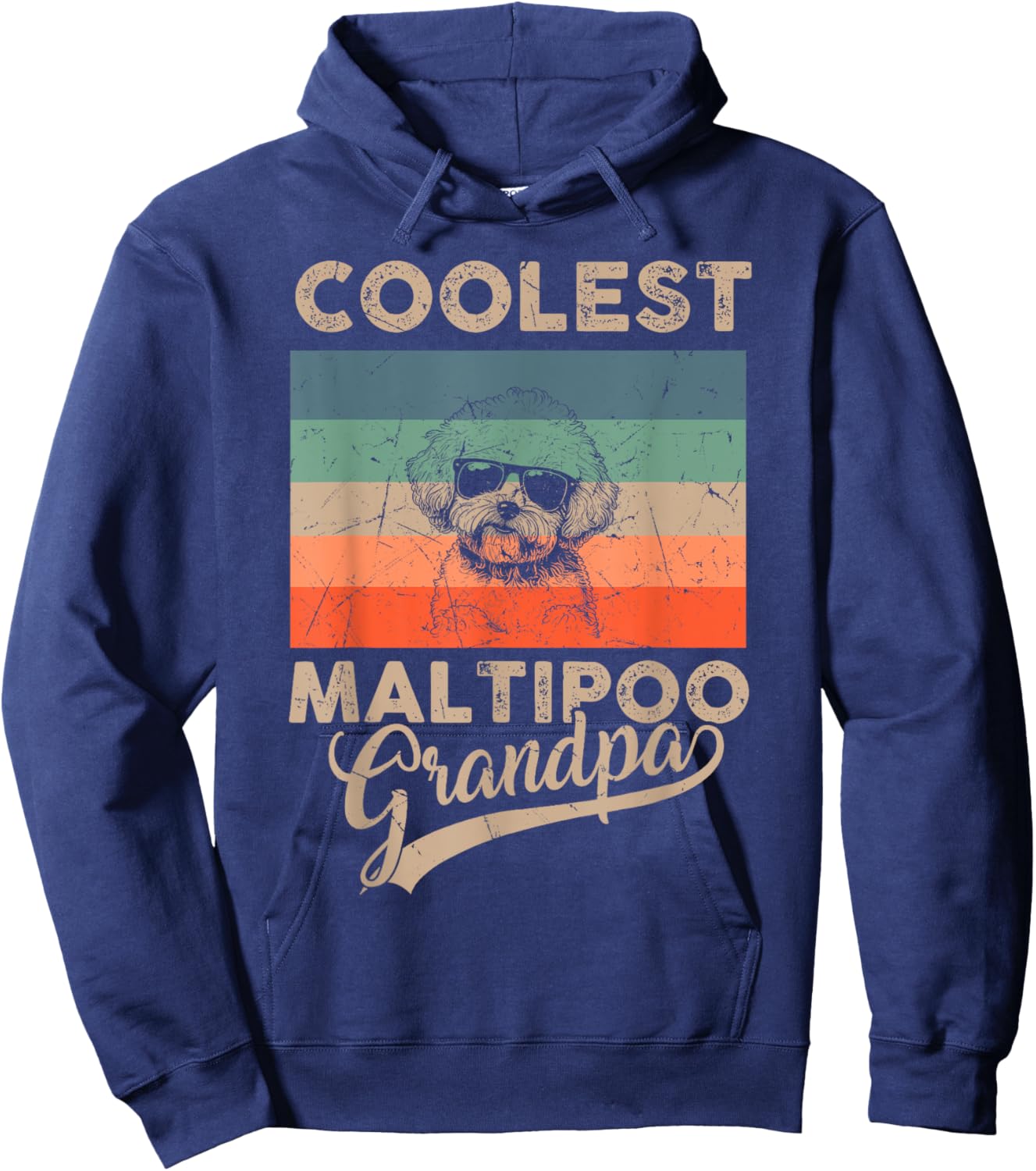 Coolest Maltipoo Grandpa Gifts Dad Funny Dog Grandpa Retro Men Women Kids Hoodie - Hoodie | Navy