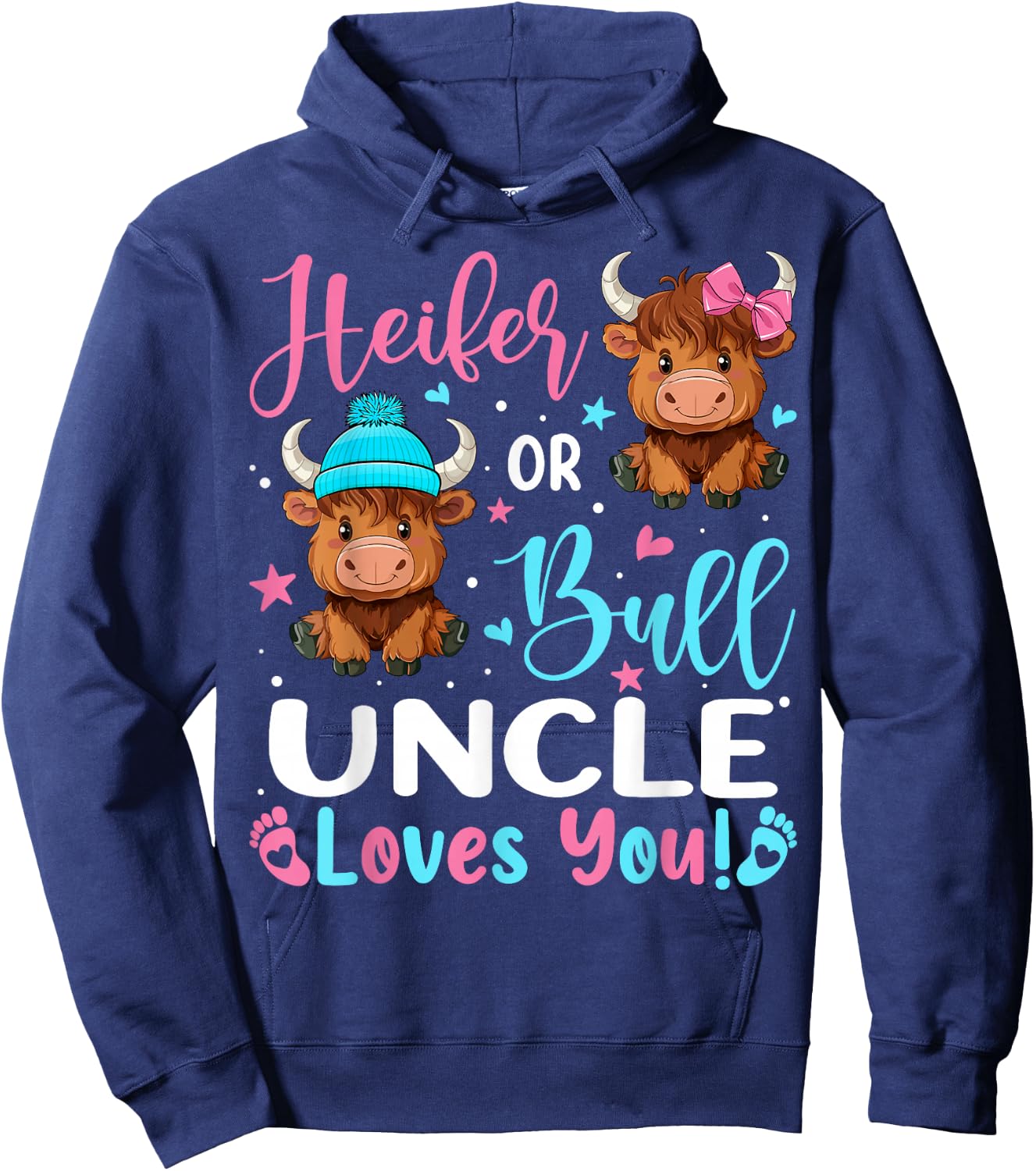 Bull or Heifer Uncle Loves You Highland Cow Lover Hoodie - Hoodie | Navy