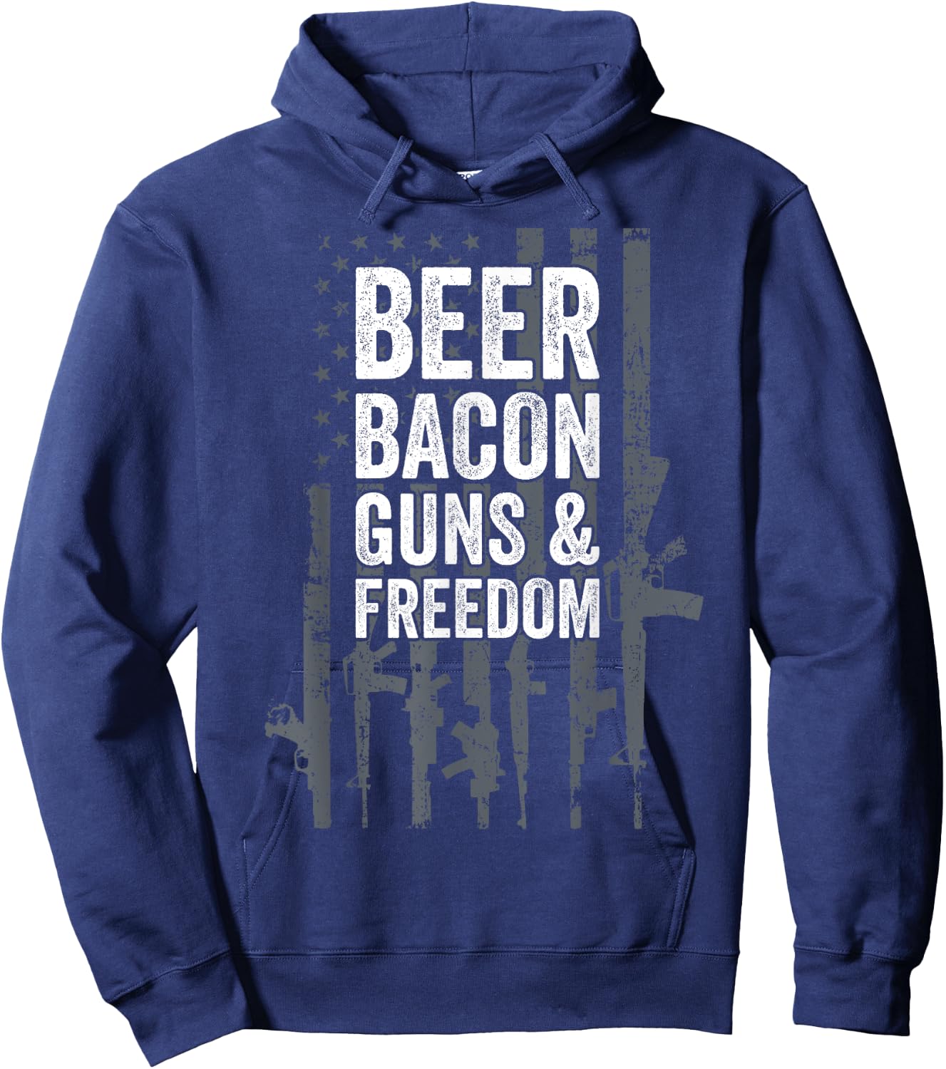 BEER BACON GUNS & FREEDOM - USA BBQ American Flag Drinking Hoodie - Hoodie | Navy