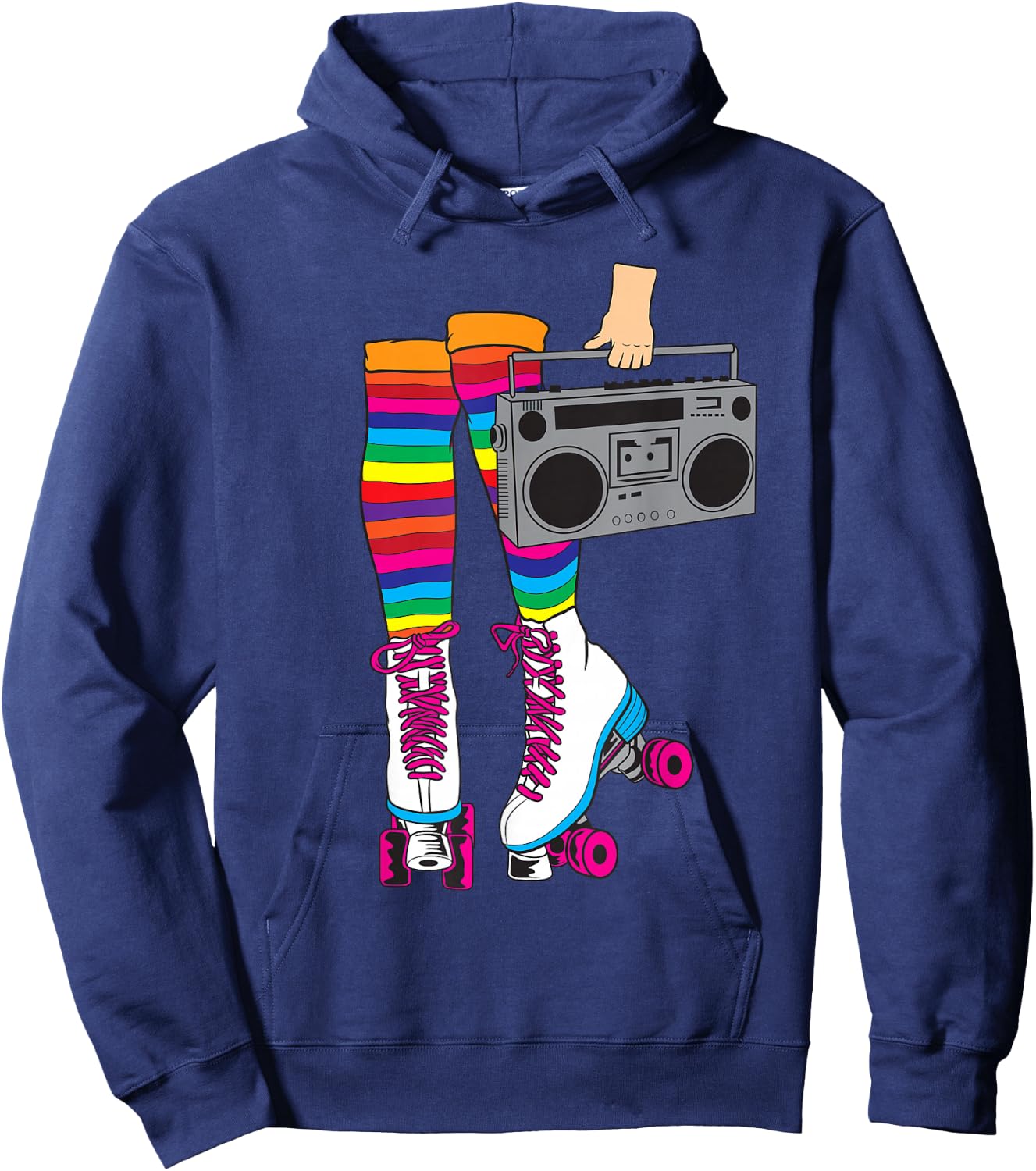 Retro Rollerskates Funny 80's Roller Disco Skating Girl Gift Hoodie - Hoodie | Navy