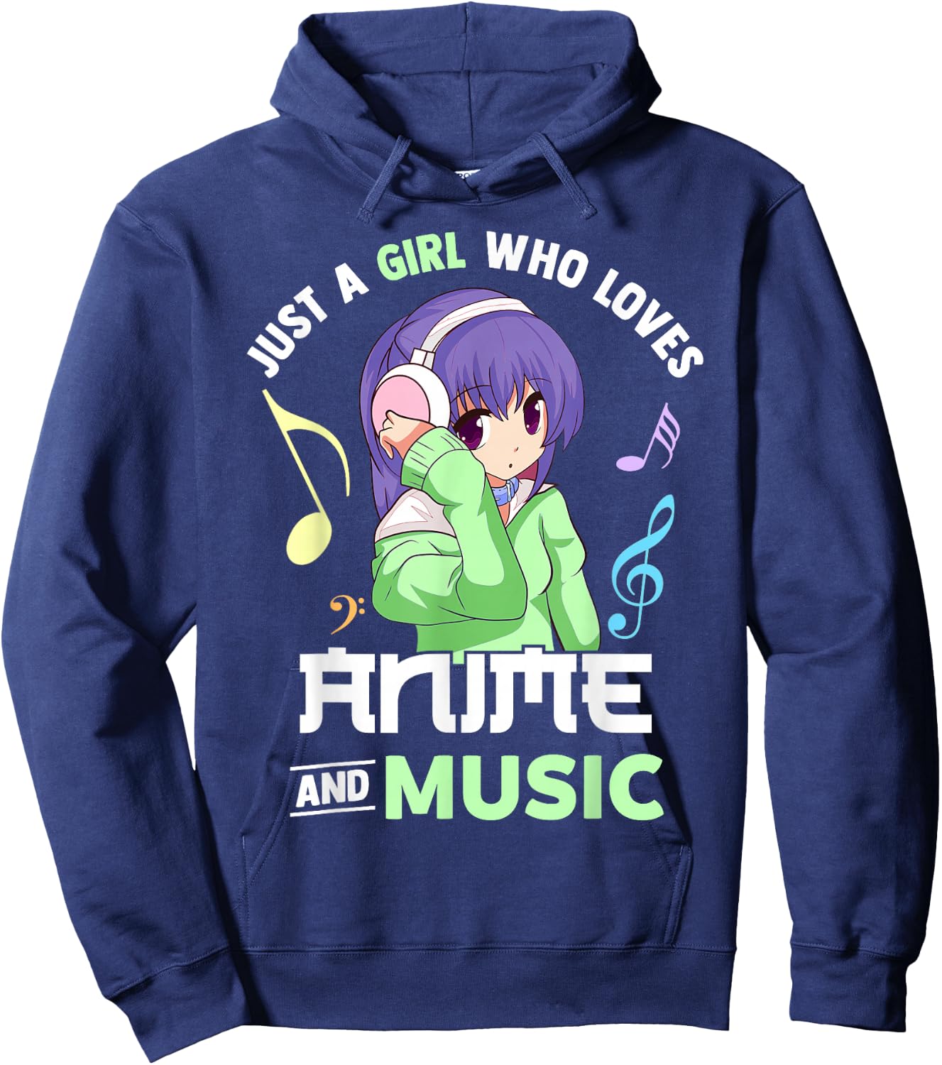 Just A Girl Who Loves Anime and Music Women Anime Musician Hoodie - Hoodie | Navy