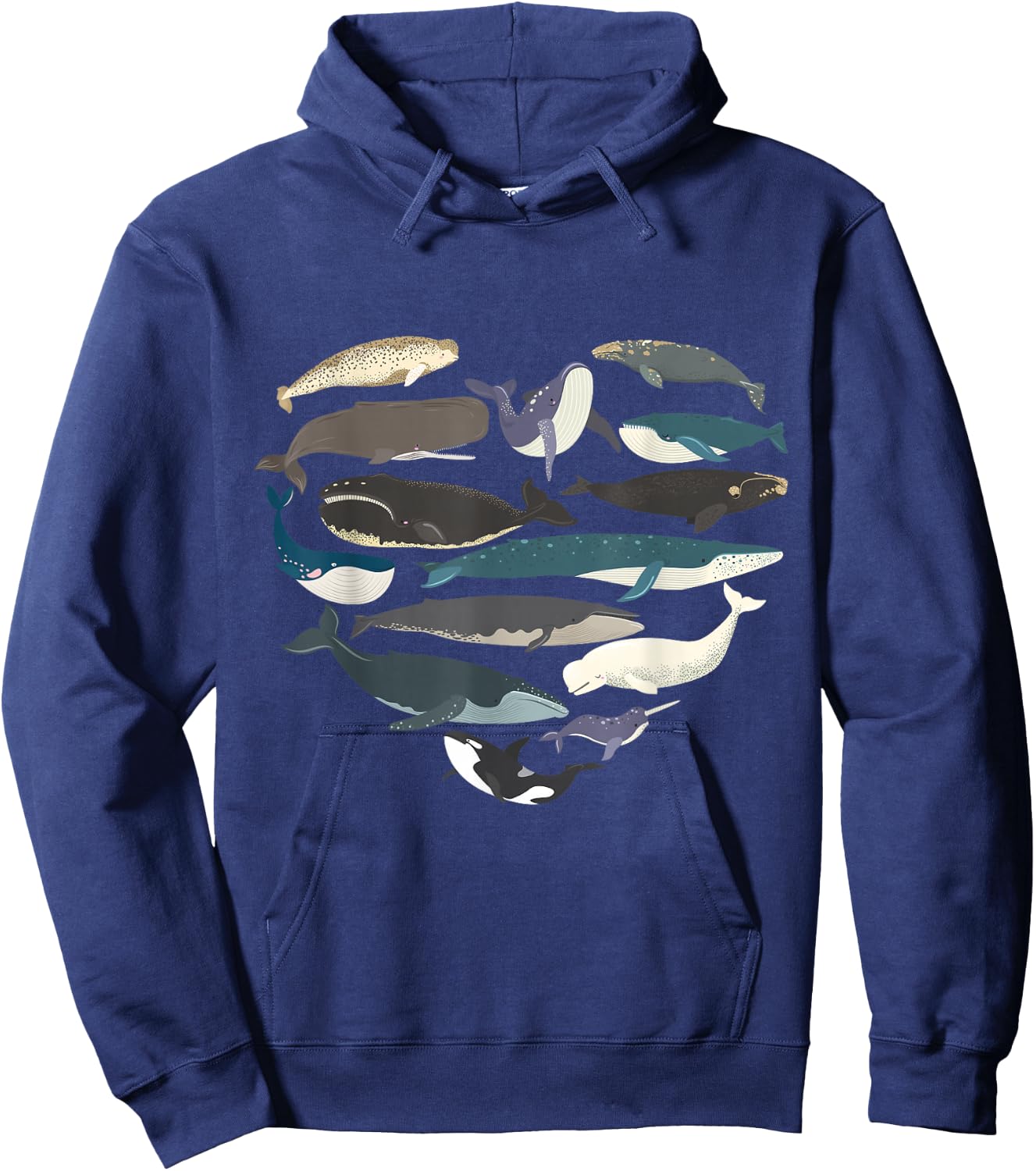 Whales Heart Shape Cute Ocean Mammals Whale Breeds Species Hoodie - Hoodie | Navy
