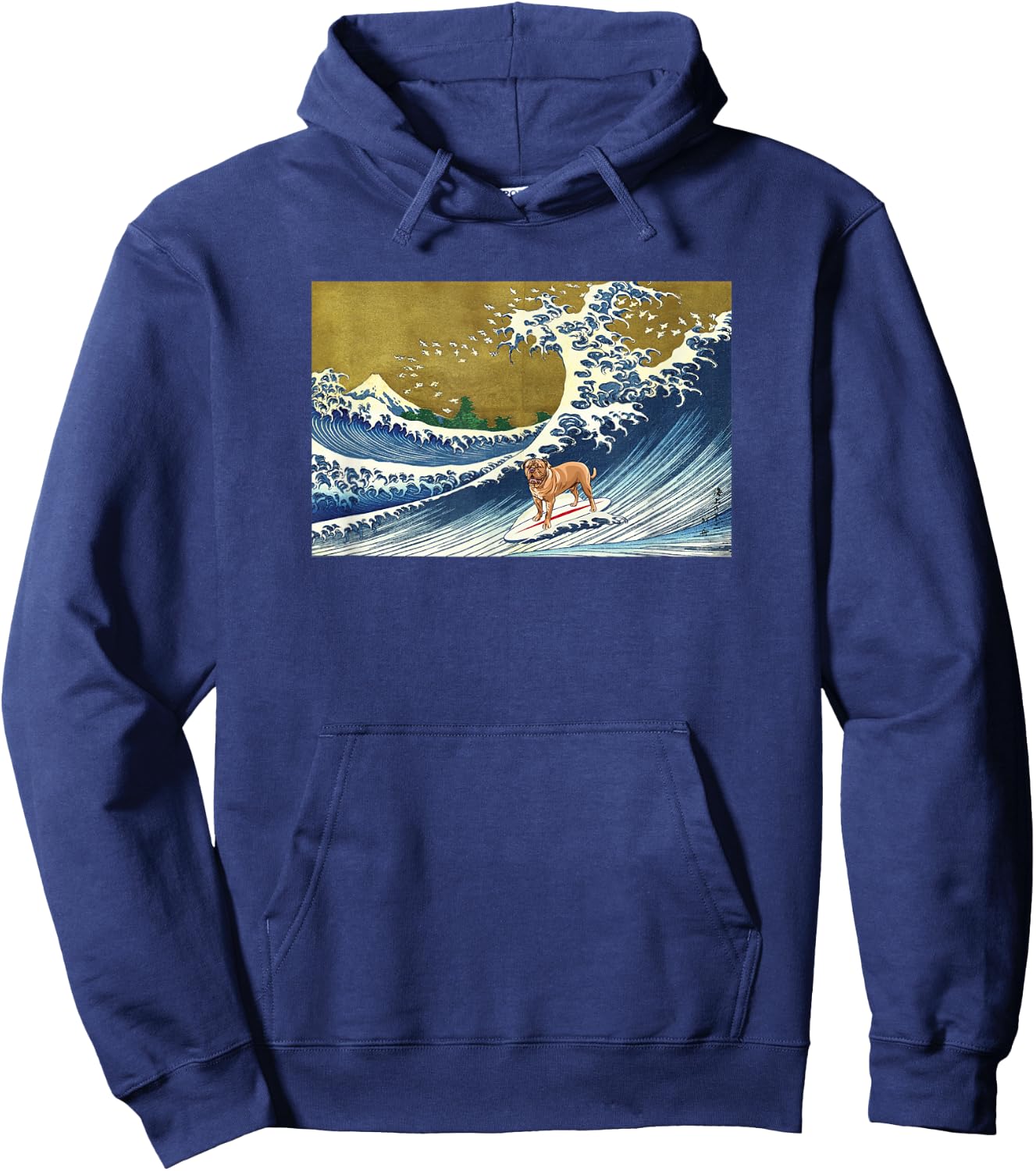 Funny Retro Vintage Surfing a Wave French Mastiff Lover Hoodie - Hoodie | Navy