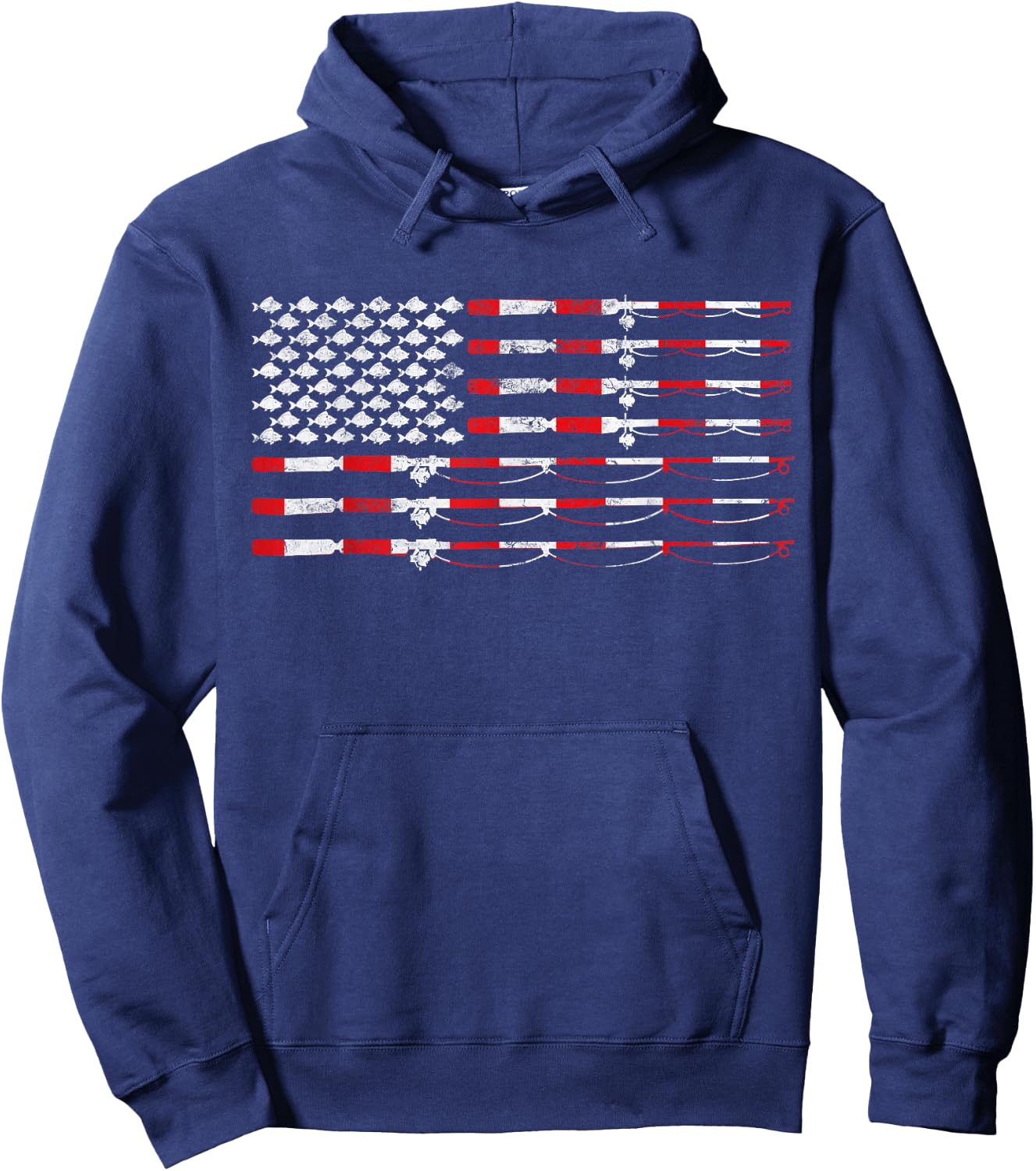 Fishing Fly Rod American Flag Gift Fisherman Small Hoodie - Hoodie | Navy