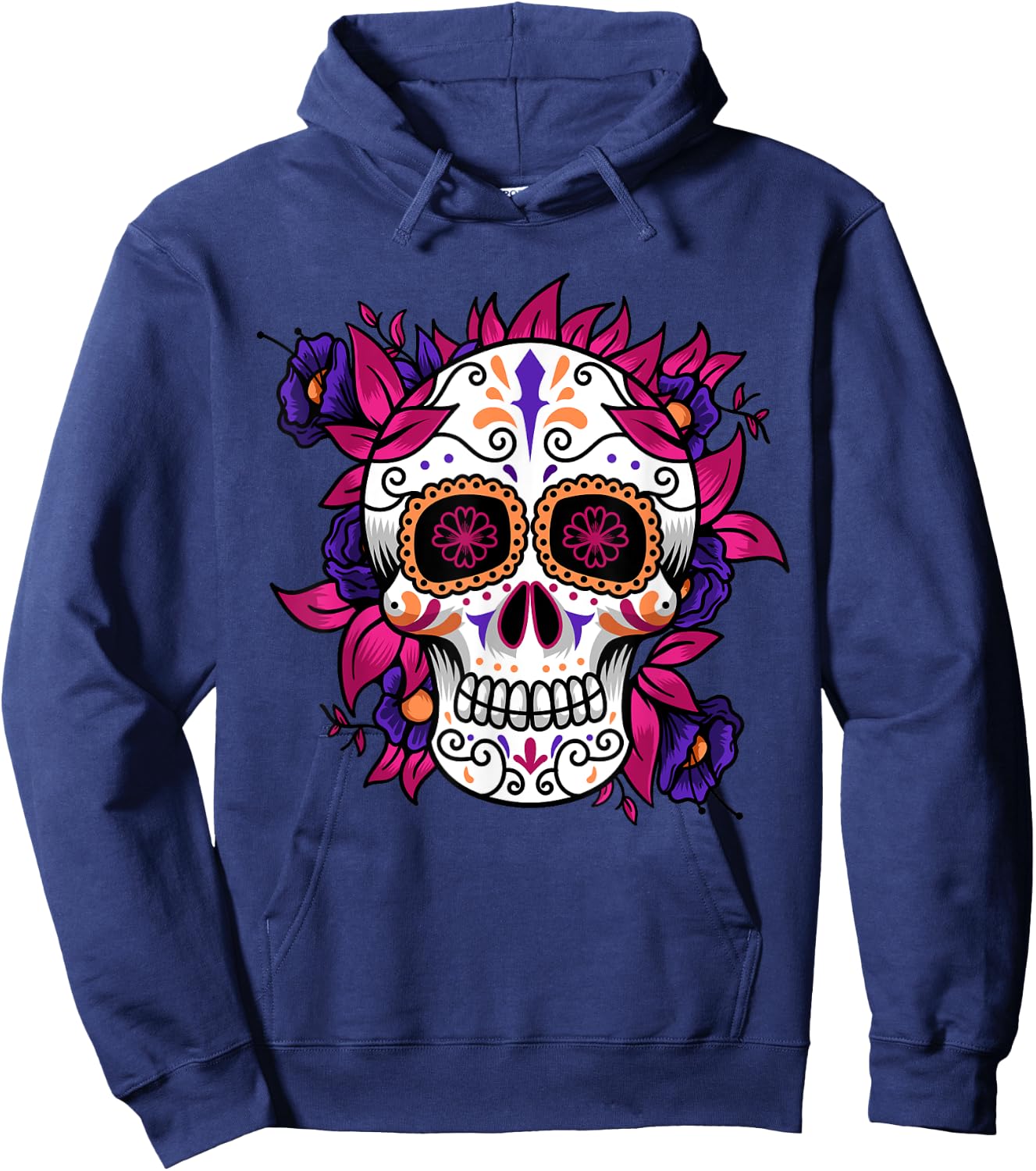 Flower Sugar Skull Funny Day Of The Dead Gift Women Hoodie - Hoodie | Navy