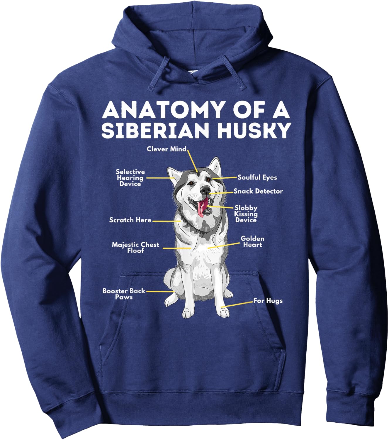 Anatomy of A Siberian Husky - Funny Sibe Owner Dog Lover Women Girls Kids Hoodie - Hoodie | Navy