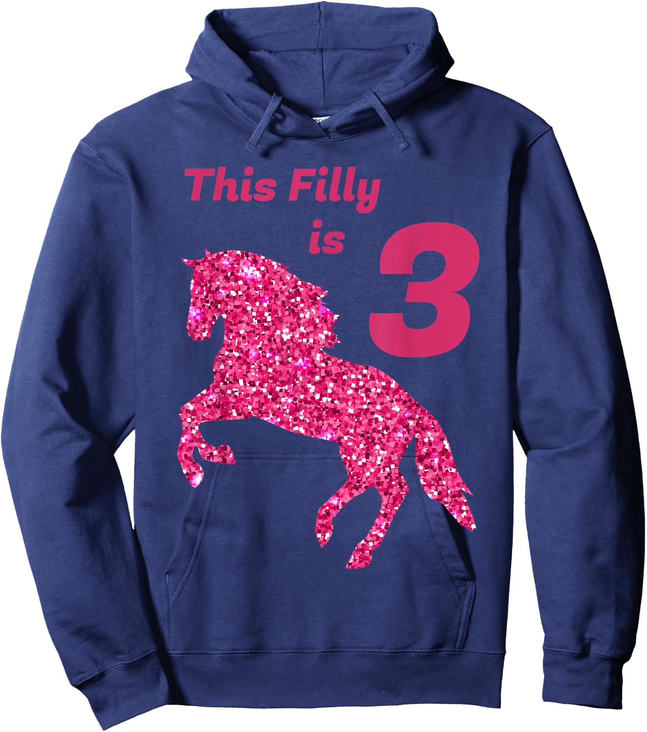 This Filly Is 3 year old | 3rd Birthday Female Horses Gift Hoodie - Hoodie | Navy
