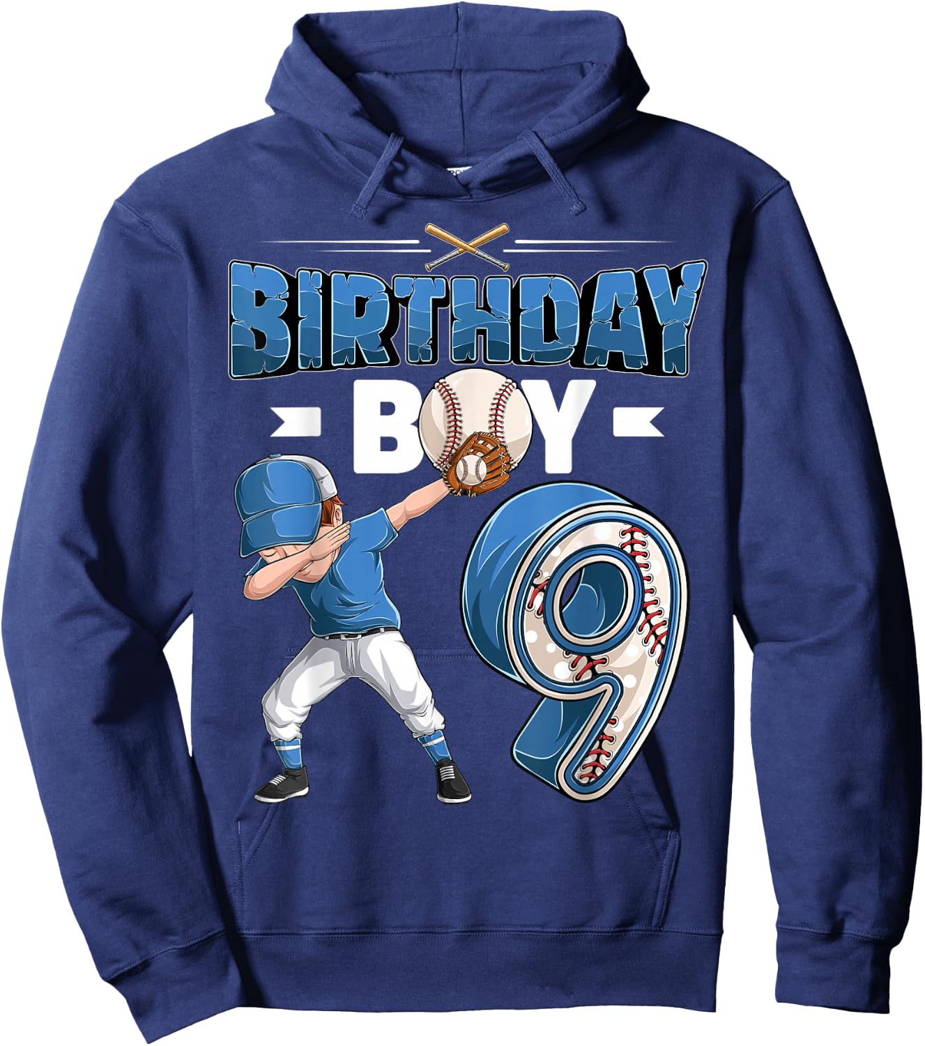 Dabbing boy 9 Year Old Baseball Player 9th Birthday Party Hoodie - Hoodie | Navy