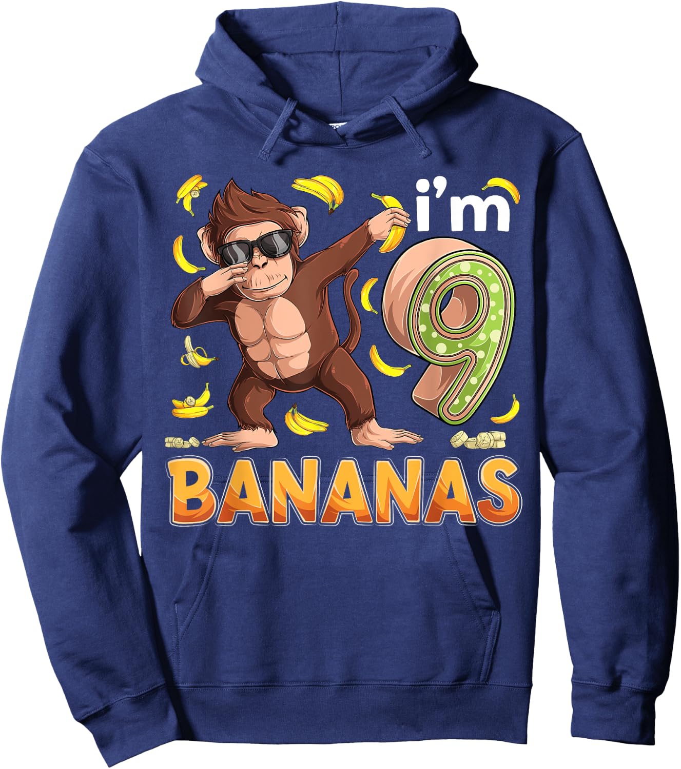 9 Year Old Monkey Birthday Safari Jungle Animal 9th B-day Hoodie - Hoodie | Navy
