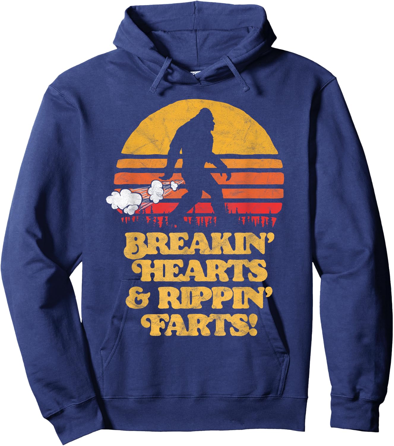 Sasquatch Breakin Hearts & Rippin Farts! Funny Bigfoot Sun Hoodie - Hoodie | Navy