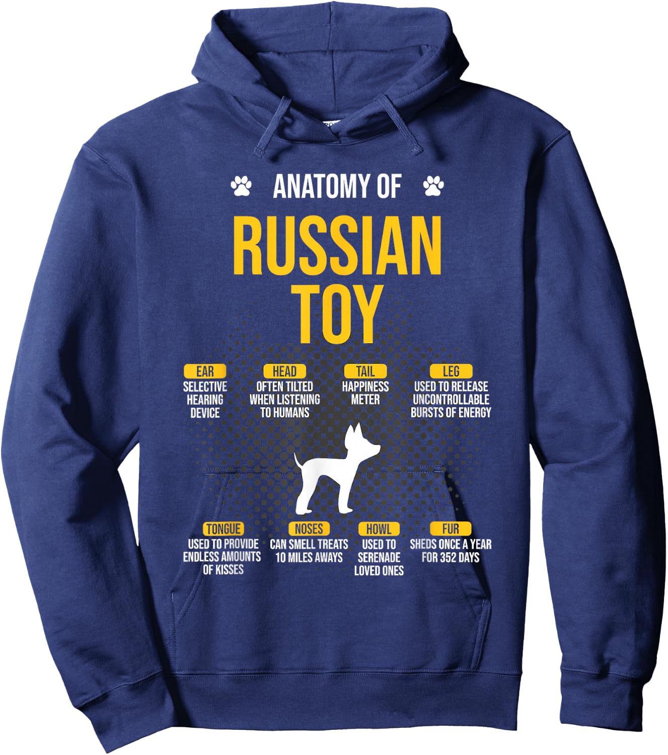 Anatomy Of Russian Toy Dog Lover Hoodie - Hoodie | Navy