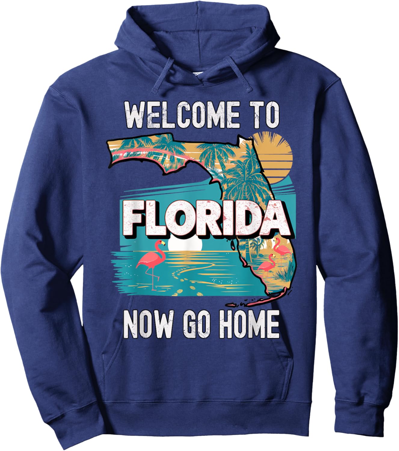 Funny Welcome To Florida Retro Design, Funny Florida Hoodie - Hoodie | Navy