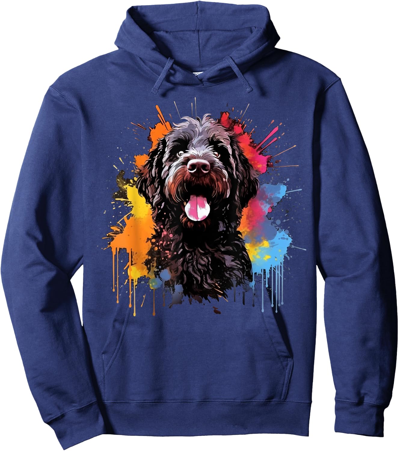 Colorful Portuguese Water dog Hoodie - Hoodie | Navy