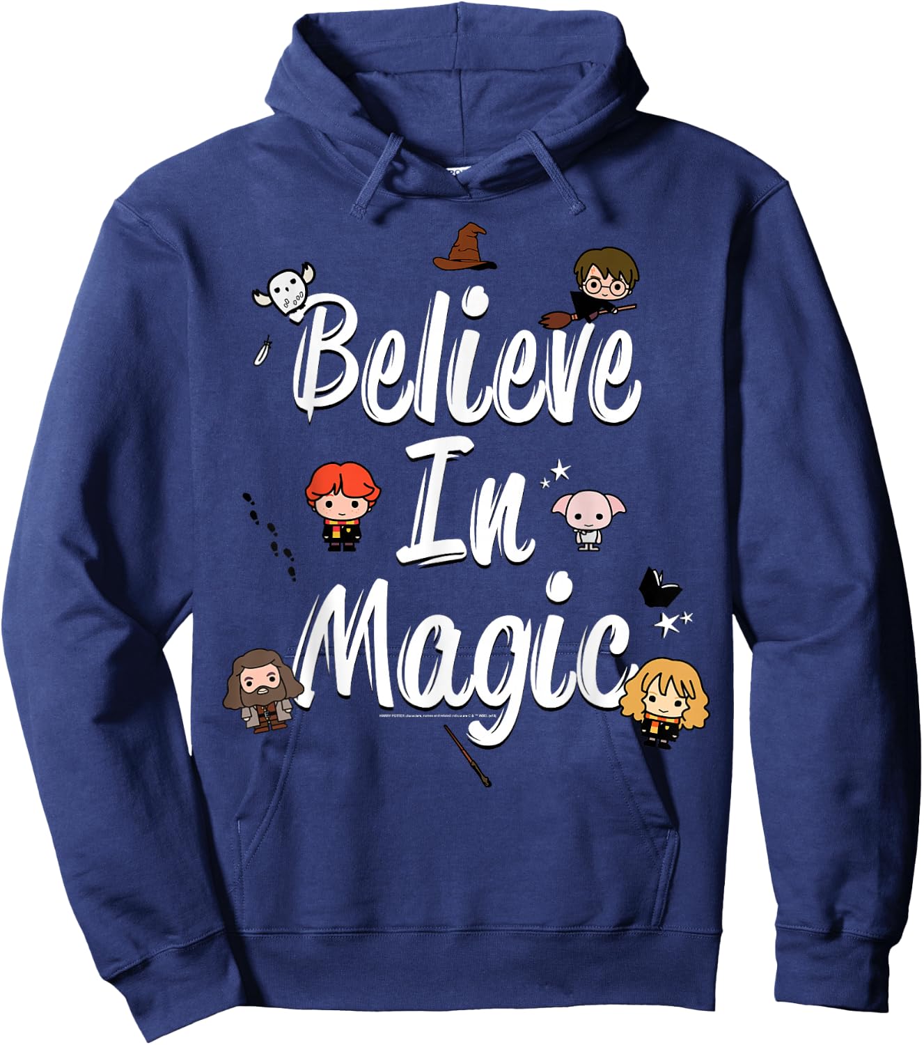 Harry Potter Believe In Magic Cute Cartoon Text Hoodie - Hoodie | Navy