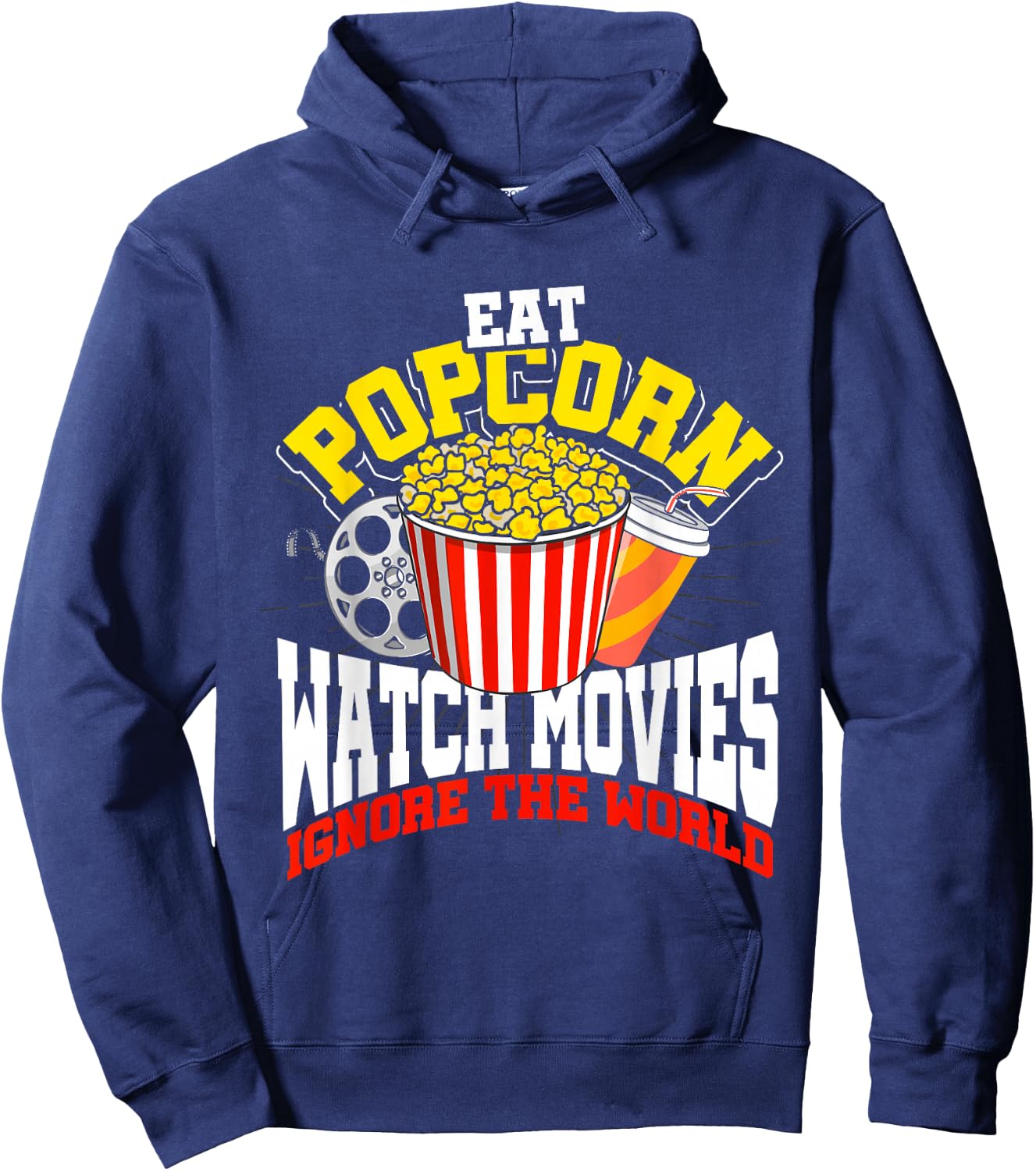 Retro Movie Night Gift Film Food Lover Popcorn Hoodie - Hoodie | Navy