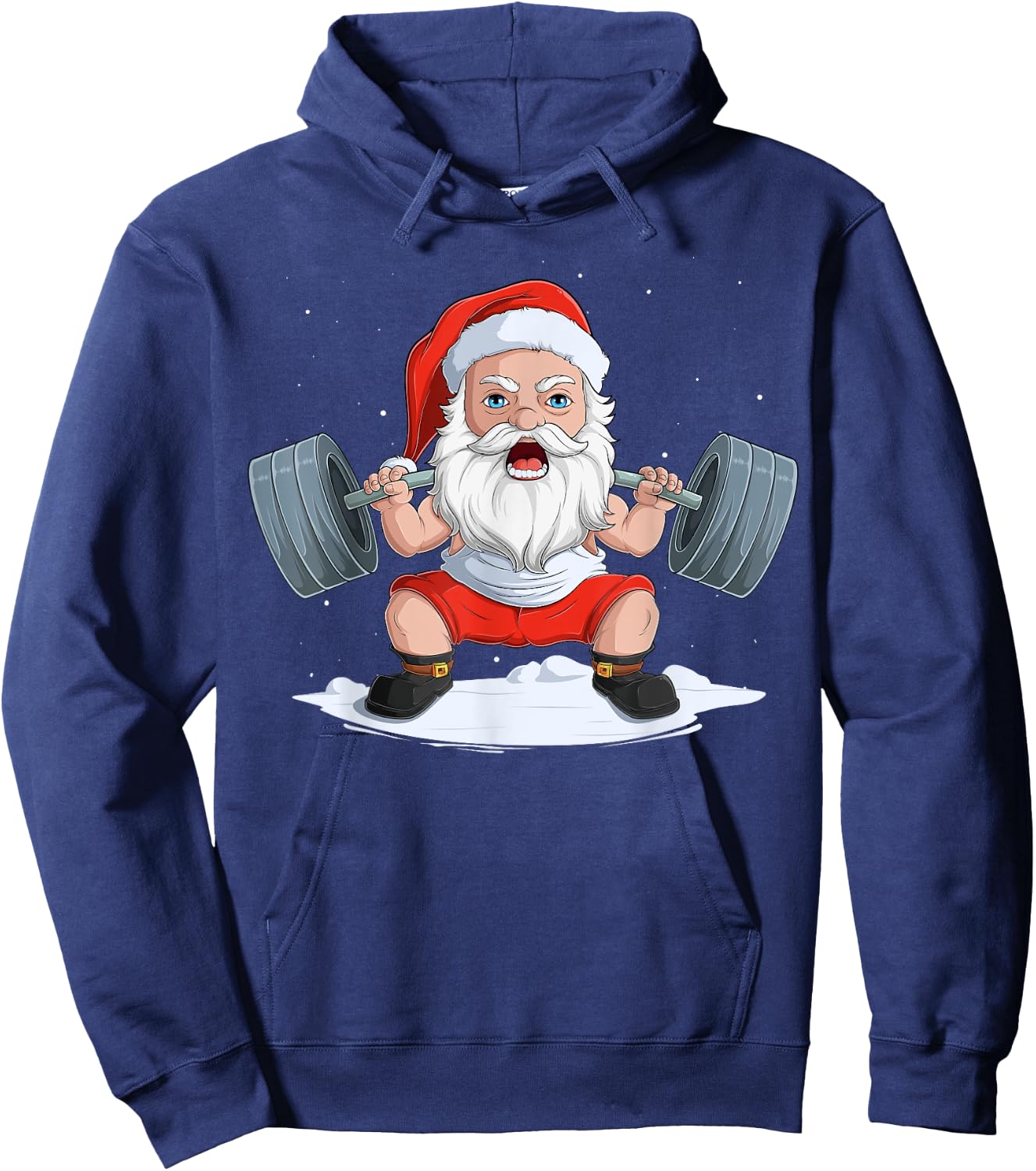 XMAS Christmas Santa Claus Weight Lifter Powerlifting Hoodie - Hoodie | Navy