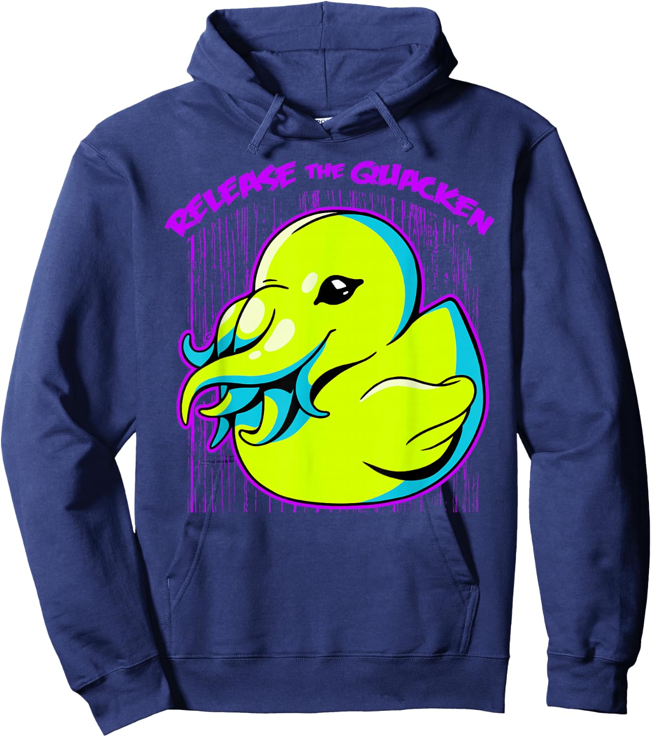 Release The Quacken Rubber Duck Cryptid Kraken Hoodie - Hoodie | Navy