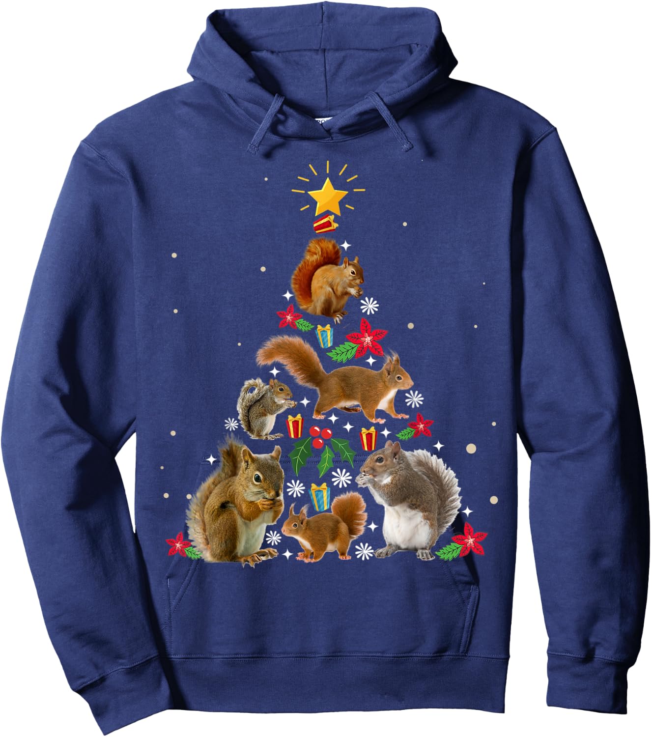 Squirrel Christmas Tree Shirt Hoodie - Hoodie | Navy