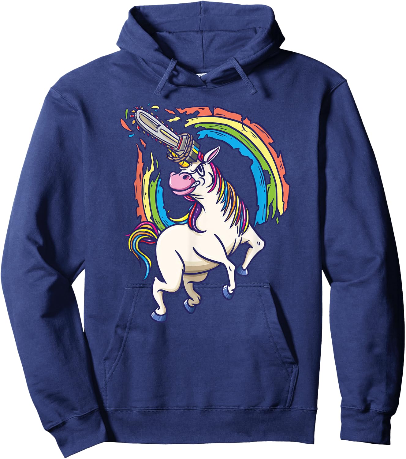 Chainsaws unicorn comes to kill fun gift Hoodie - Hoodie | Navy