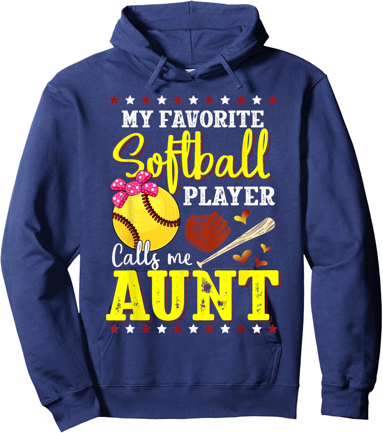 My Favorite Softball Player Calls Me Aunt Softball Lover Mom Hoodie - Hoodie | Navy