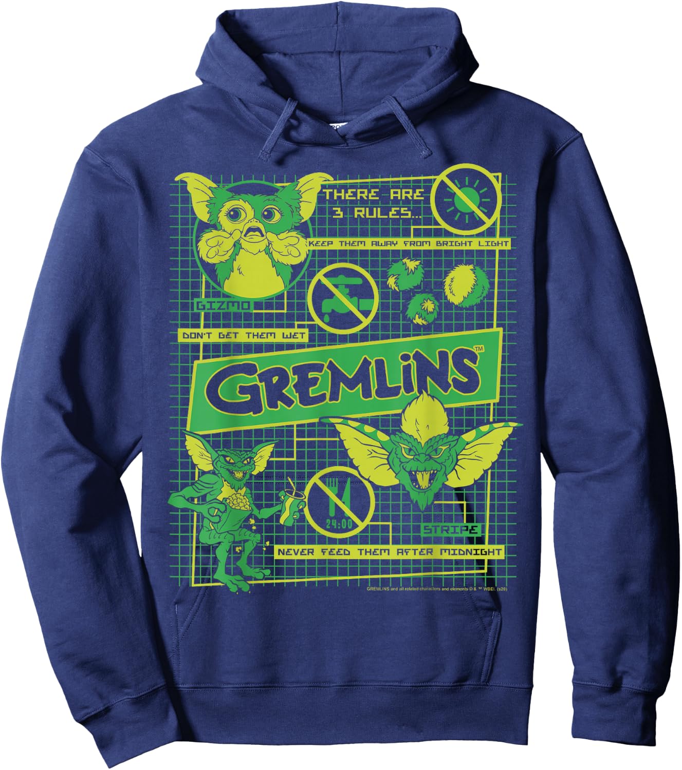 Gremlins Three Rules Schematics Hoodie - Hoodie | Navy