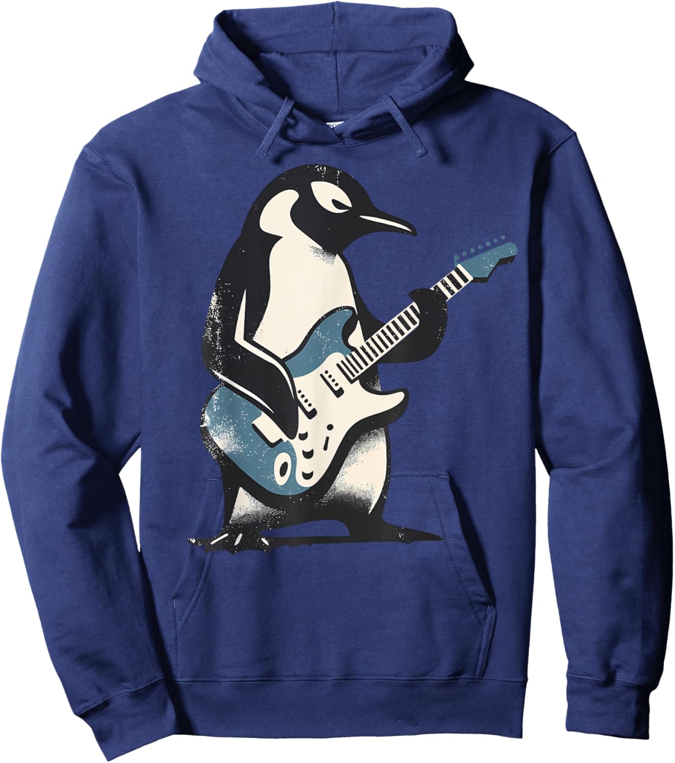 Cool Penguin Playing Guitar Music Lover Penguin Guitar Funny Hoodie - Hoodie | Navy