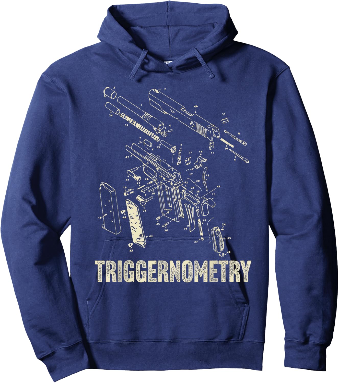 Triggernometry 2A 2nd Second Amendment Patent Drawing Hoodie - Hoodie | Navy