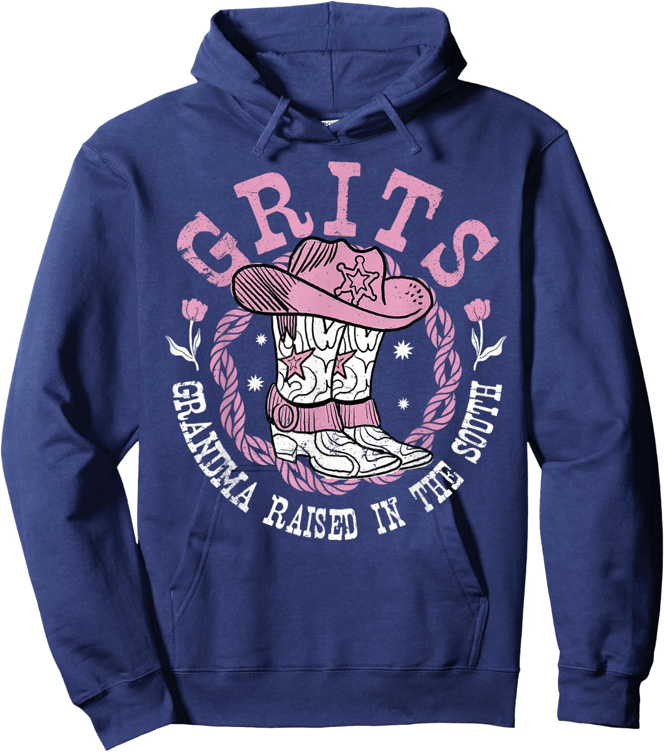 Grandma Raised In The South Grandma Southern Grits Hoodie - Hoodie | Navy