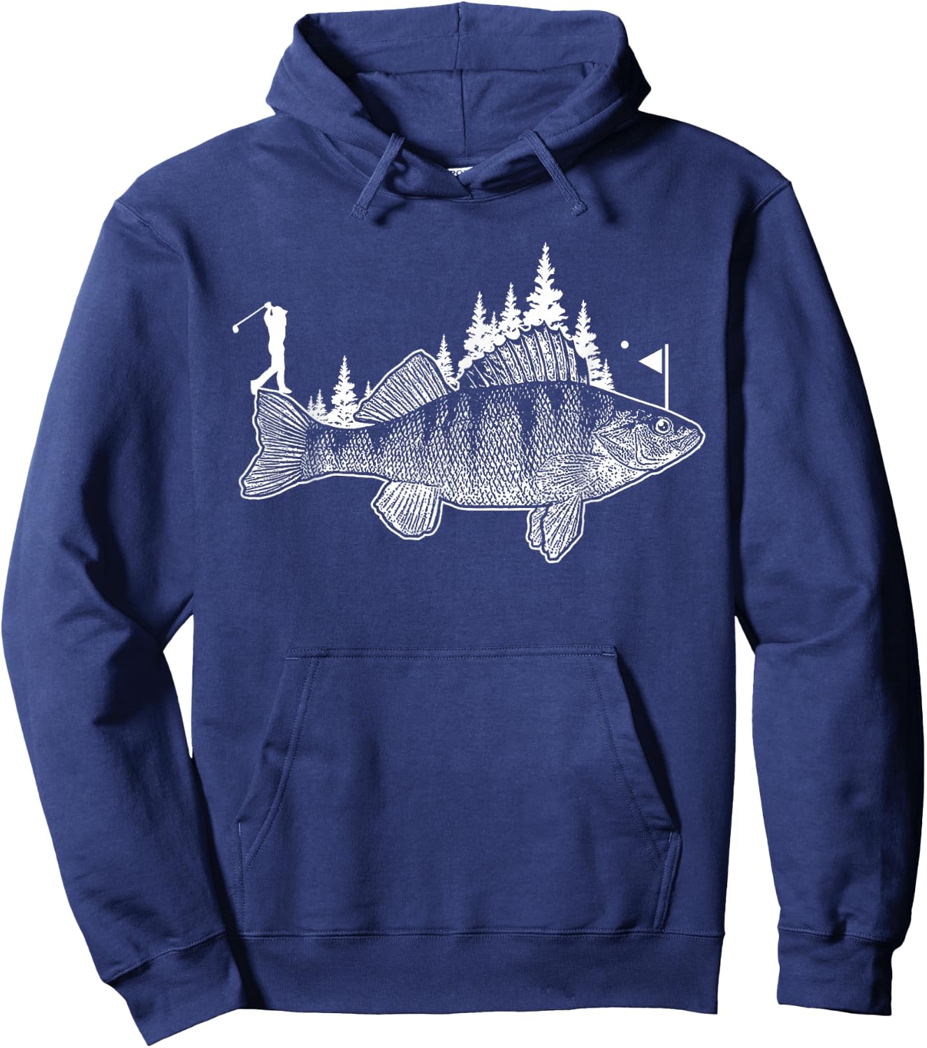 Walleye Fishing Gift Golf Fan Fish Golfing Fisherman Golfer Hoodie - Hoodie | Navy