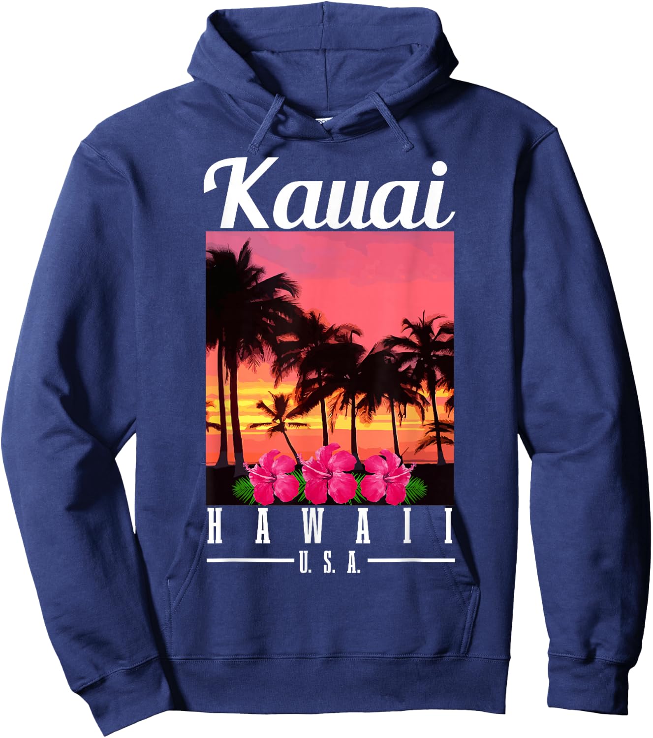 Kauai Hawaii Aloha Hawaiian Islands Surfer Souvenir Hoodie - Hoodie | Navy