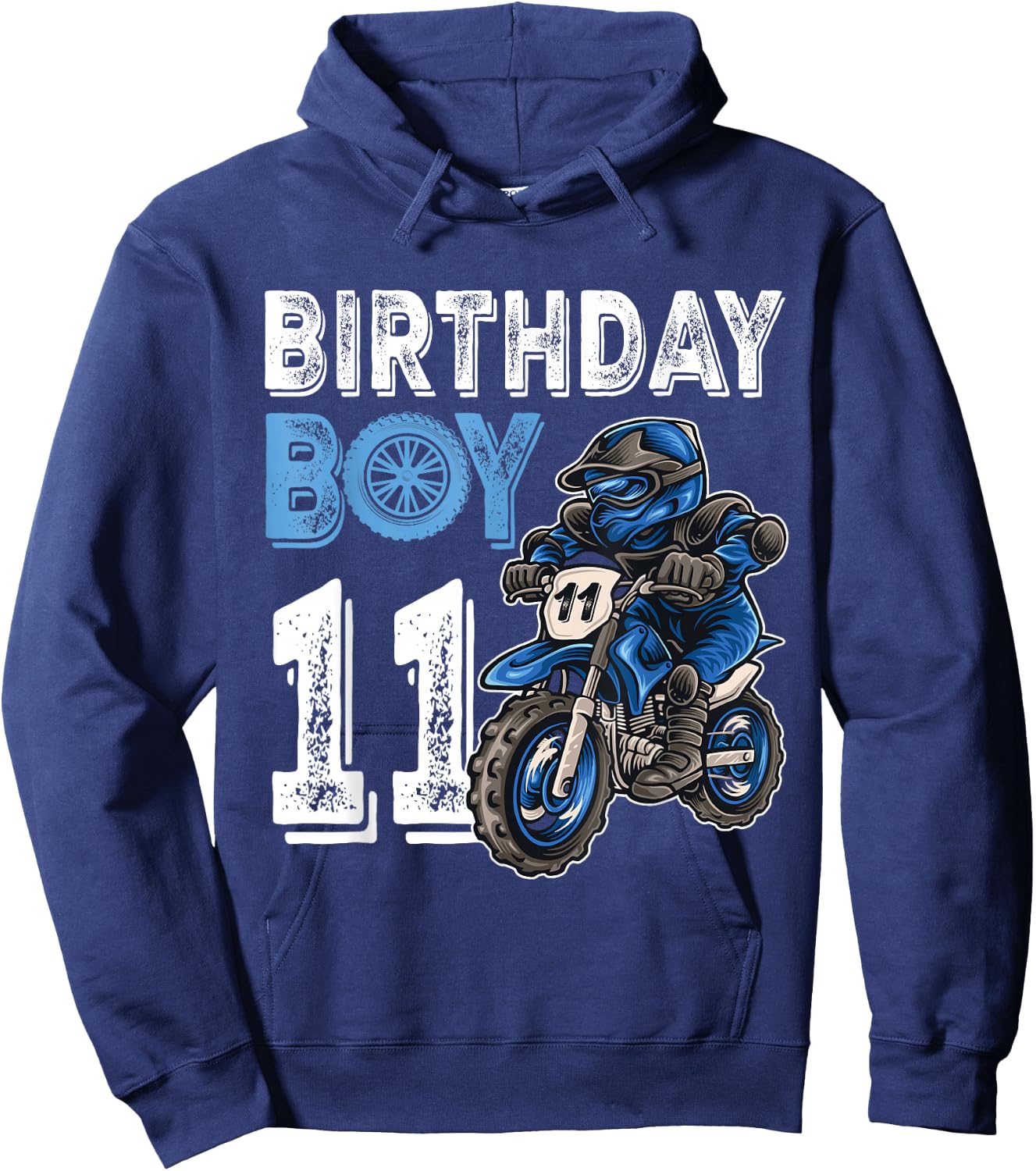 Motocross MX 11th Gift 11 Year Old Dirt Bike Birthday Party Hoodie - Hoodie | Navy