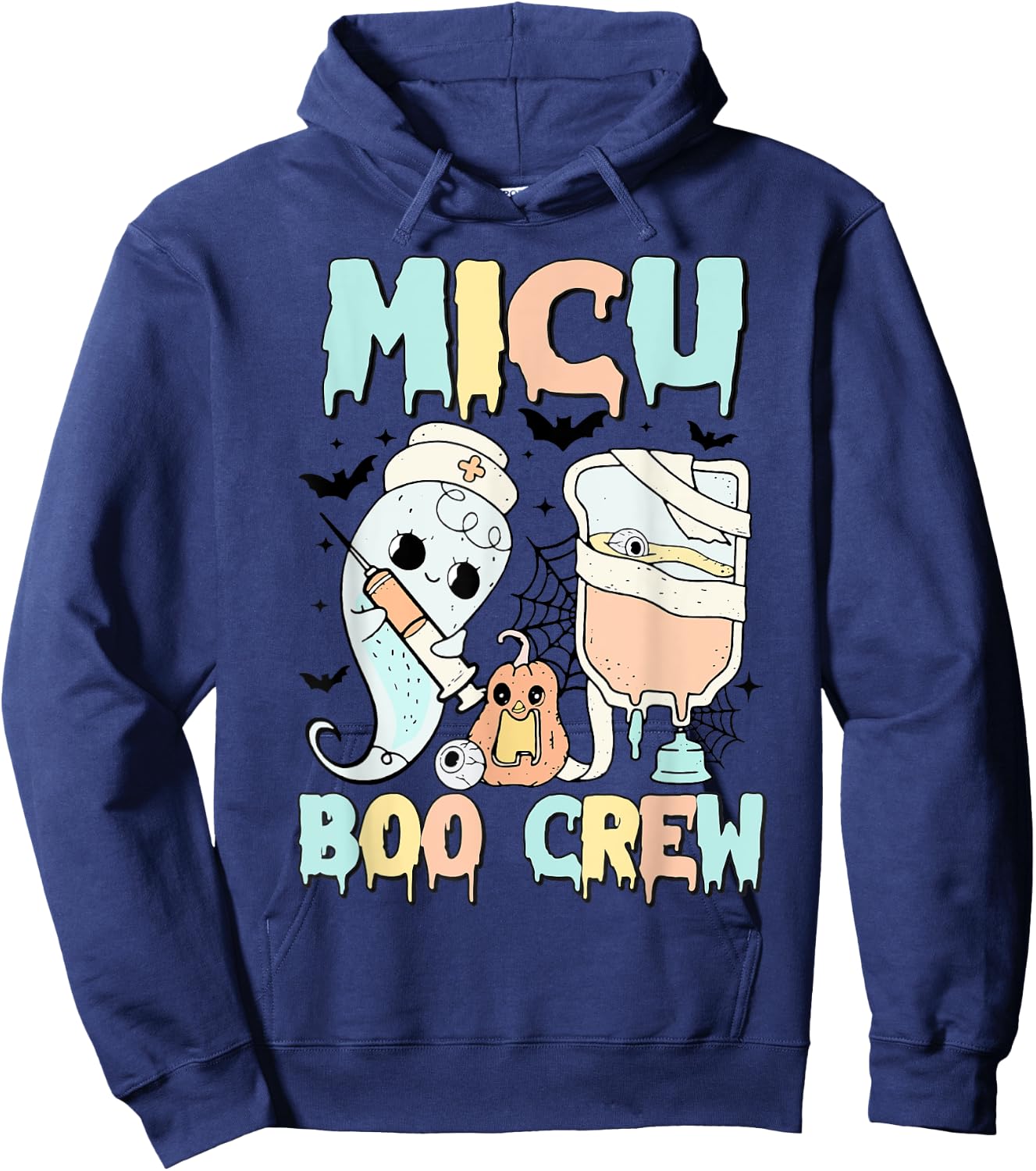 MICU Boo Crew MICU Nurses Halloween MICU squad Matching Hoodie - Hoodie | Navy