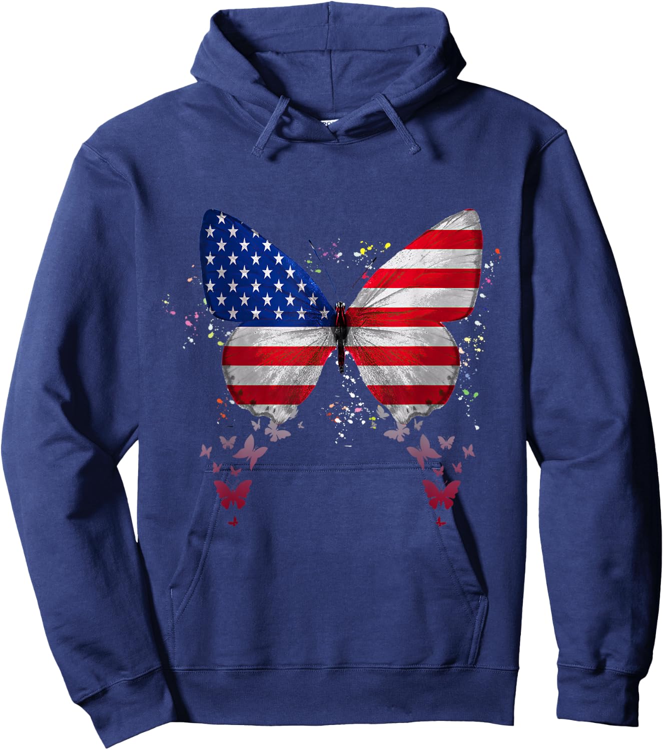 Butterfly American Flag 4th Of July Butterfly Lover Hoodie - Hoodie | Navy