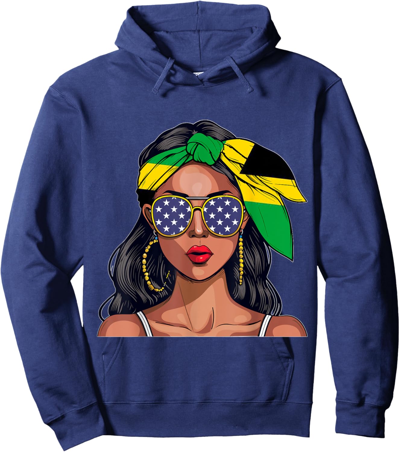 Jamaican Souvenirs Products Woman Flag American Jamaica Hoodie - Hoodie | Navy