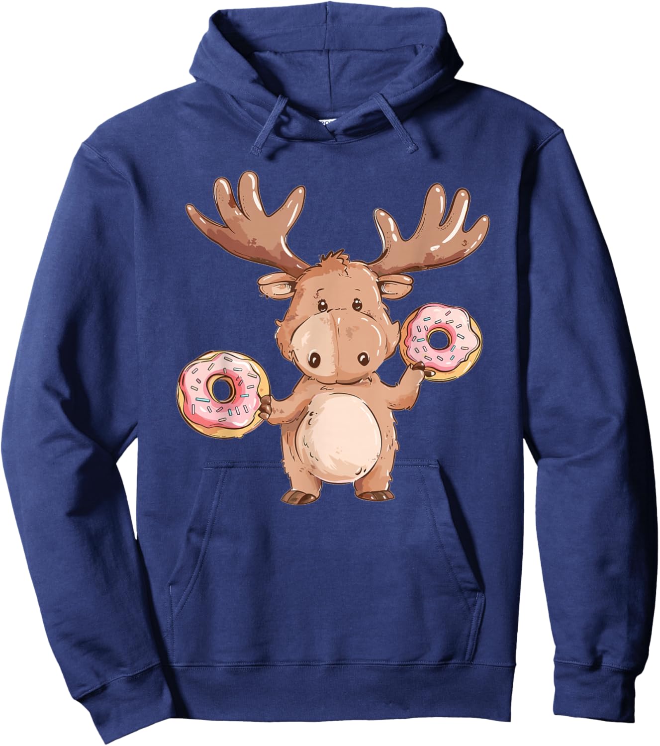 Cute Donut Moose Hoodie - Hoodie | Navy