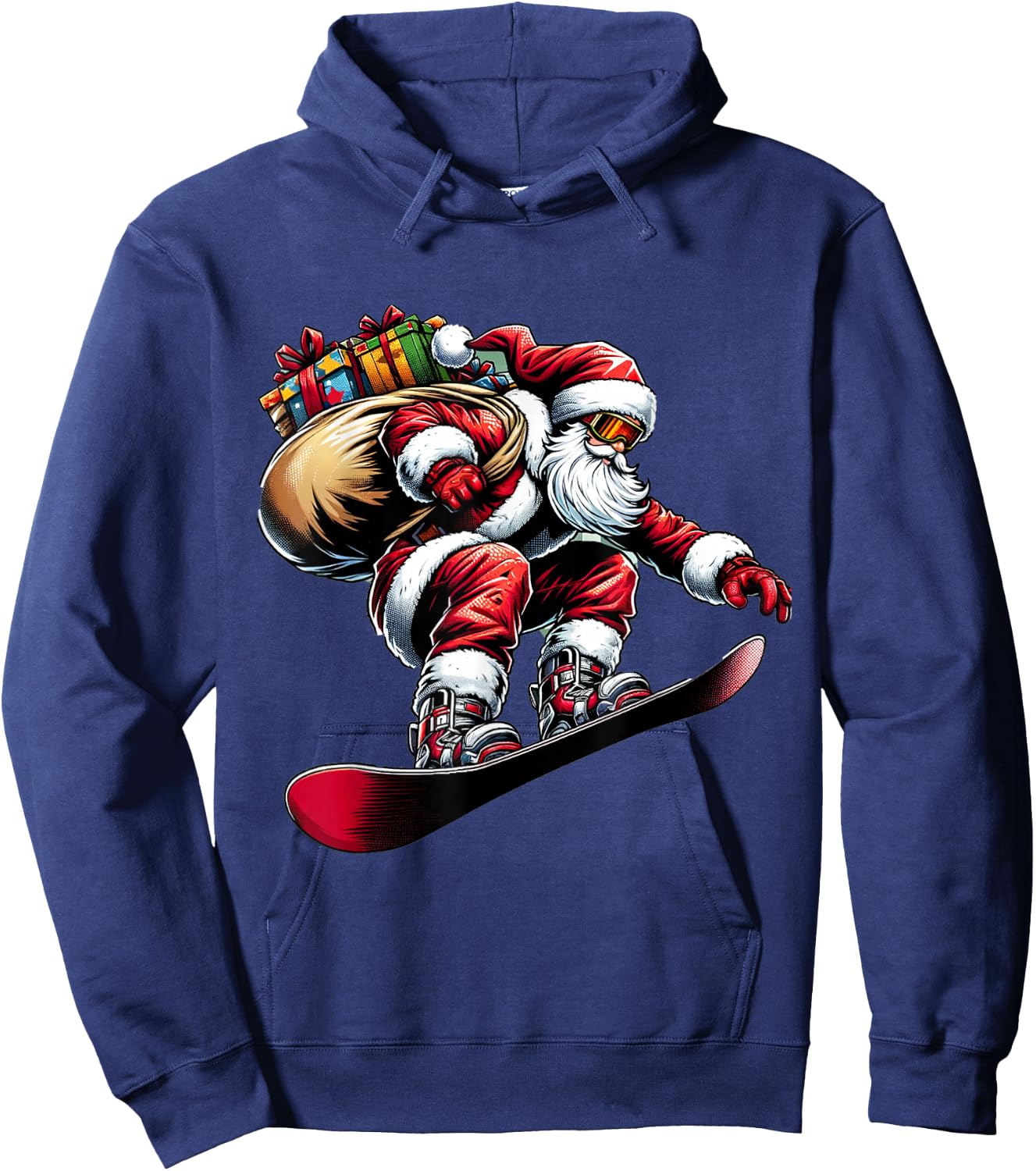 Snowboard Claus Santa Rider Christmas Snow Surfing Xmas Hoodie - Hoodie | Navy